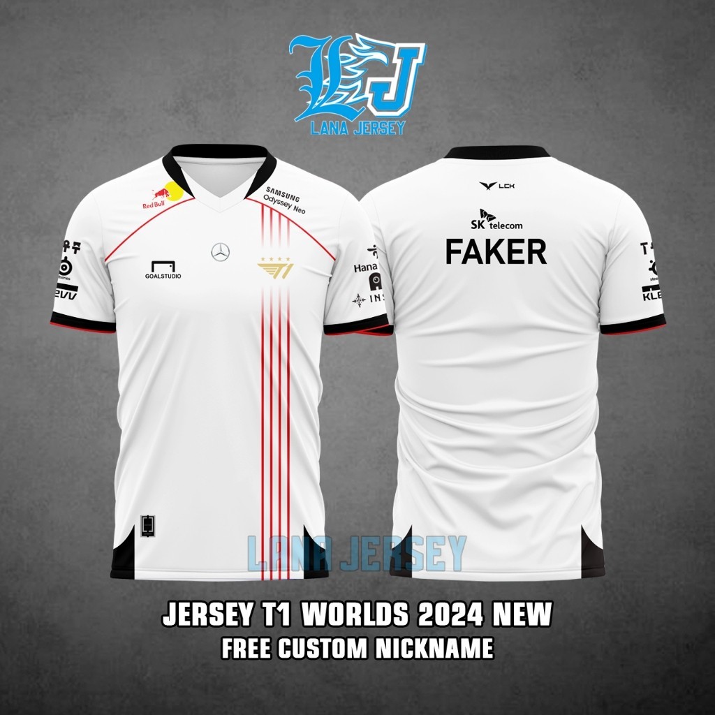 Jersey T1 WORLDS 2024 NEW (free custom nickname) Shopee Malaysia