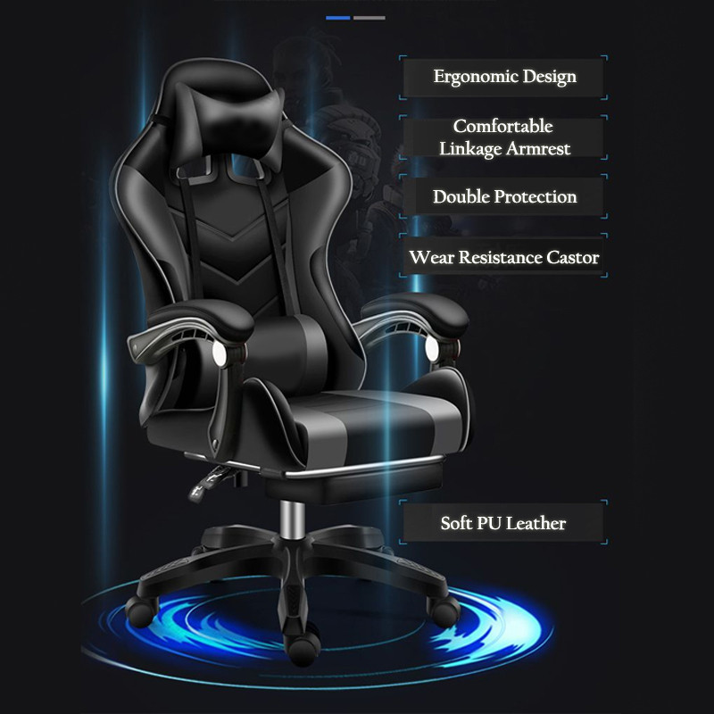 SKplus PU Leather Adjustable Ergonomic Racing Gaming Chair, Computer ...