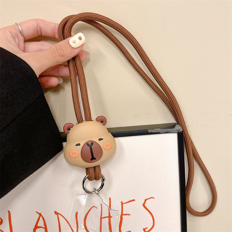 Cute Cartoon Capybara 3D Silicone Toy Nylon Metal Hooks Phone Strap ...