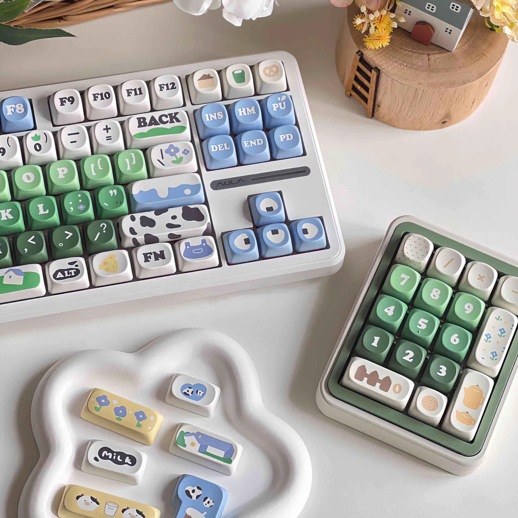Dairy Farm Keycap MOA Profile DYE-SUB PBT Material Green Cute Simple ...