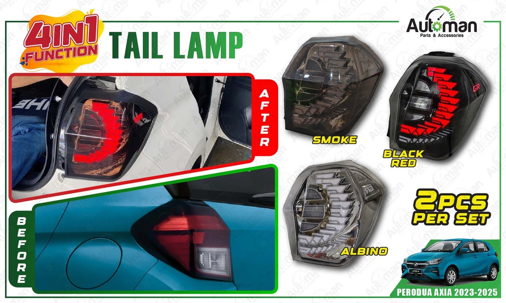 Tail Lamp Taillamp Perodua Axia NEW 2023 - 2025 Albino Black Red ...