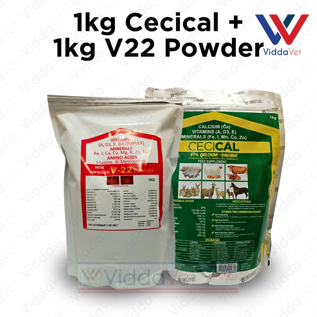 Viddavet 1kg Cecical Powder+1kg V22 Powder 1kg cecical vitamins 1kg V22 ...
