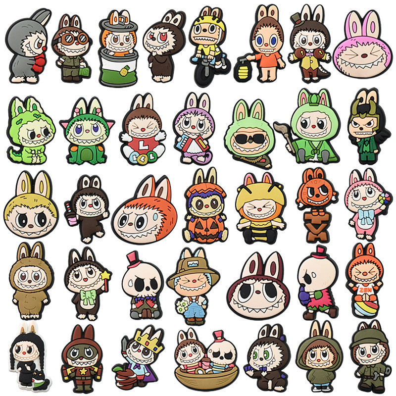 Cartoon Labubu jibits for design Labubu Macaron Jibitz Charm Popmart ...
