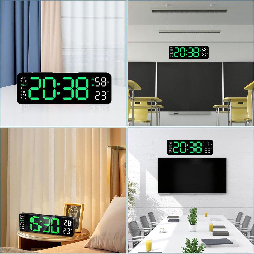 LED Digital Wall Clock Large Display Alarm Clock for Living Room LED ...
