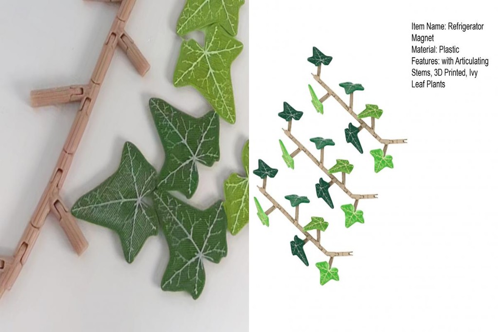English Ivy Fridge Magnet With Articulating Stems, 3D Printed Plant Magnets Fridge Realistic Leaf Magnet Thanksgiving Decoration 18 Ivy Leaves 3 Stems Y Co - View #4