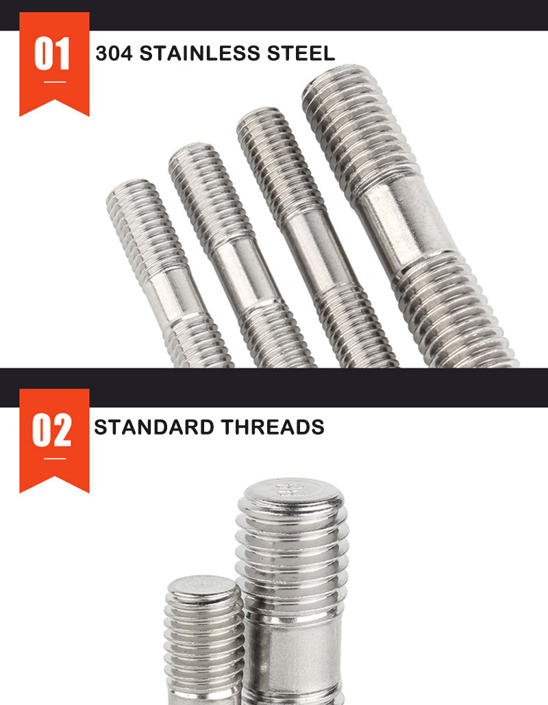 M3 M4 M5 Stainless Steel Double End Thread Rods – Dual Head Screws ...
