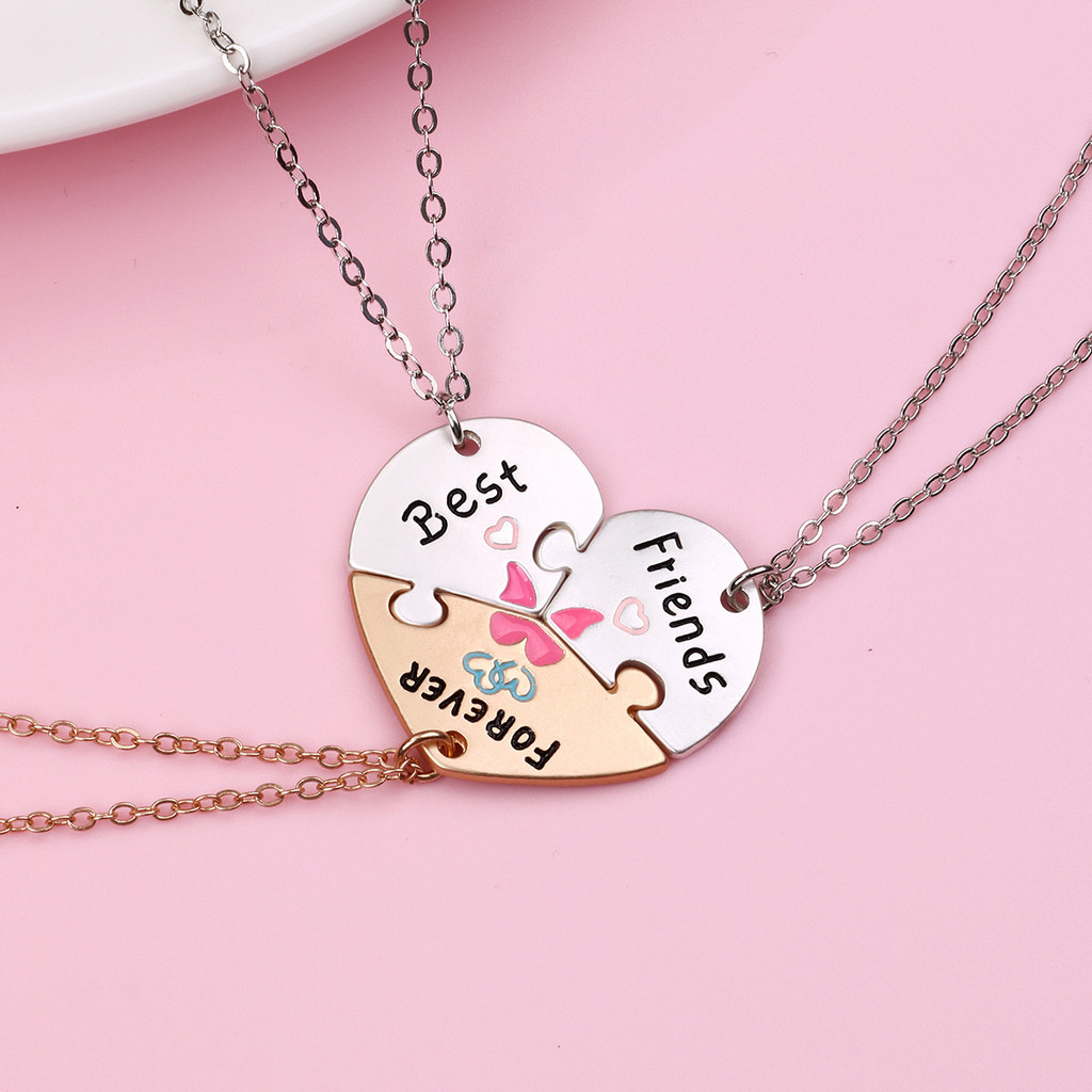 3Pcs Love Splicing Letter Necklace Best Friends Forever Fashion Pendant ...