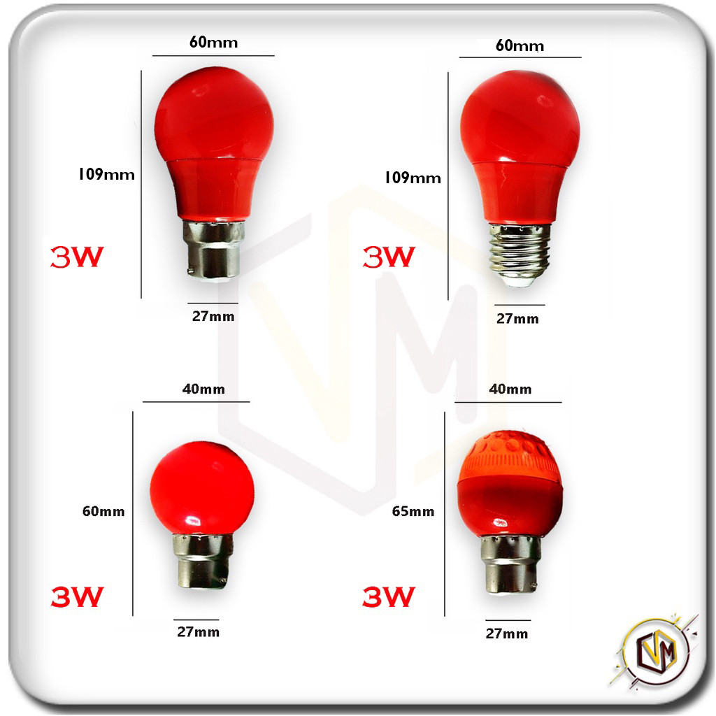 灯笼灯泡/LED灯泡 Red Led Light Bulb E27 B22 3W/5W AC240V Lampu Raya Mentol ...