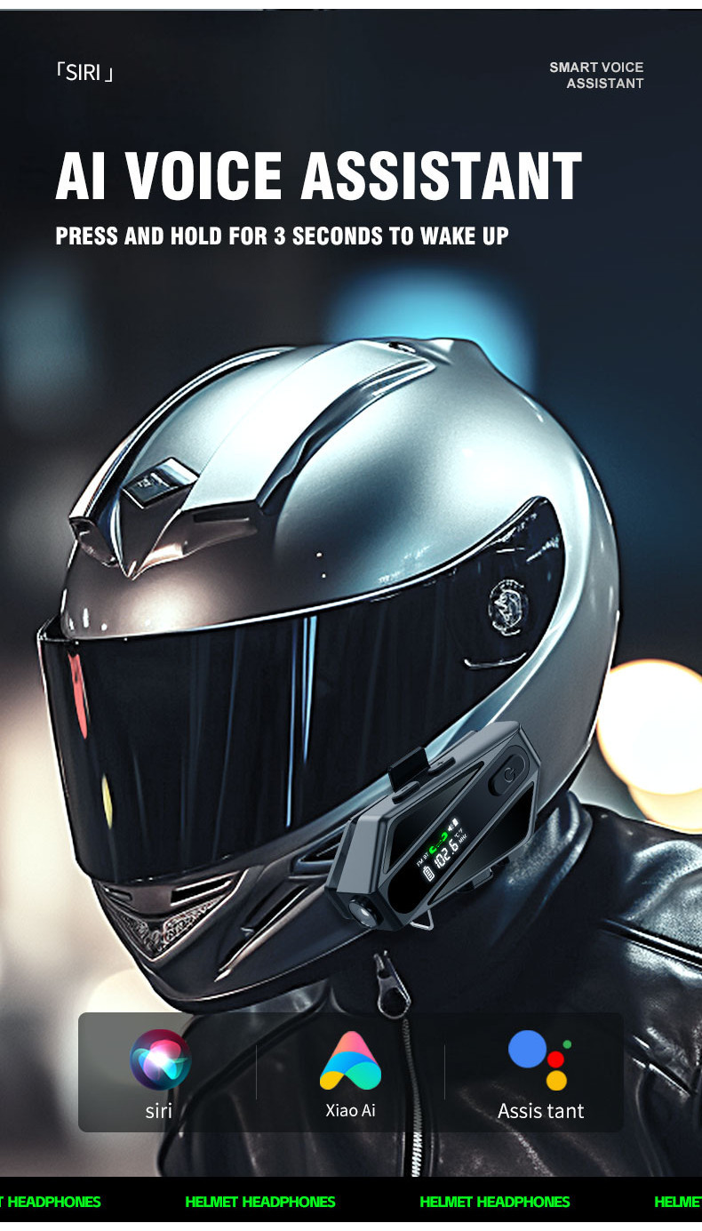 C6 Motorcycle Helmet Bluetooth Intercom Bt5.3 Ip65 Waterproof Intercom ...
