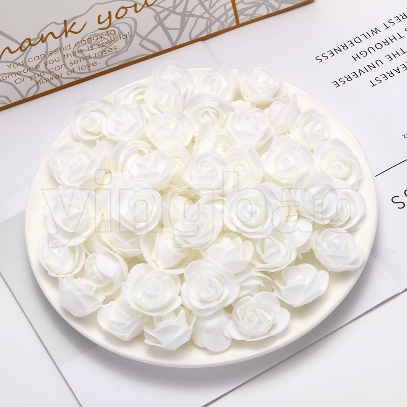 200 Pcs 3.5cm Valentine's Day Mini Foam Rose Bulk Artificial Mini Fake ...