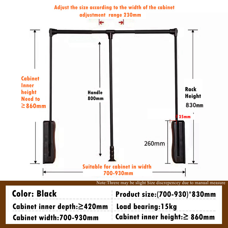 Wardrobe Pull Down Hanger Adjustable Cabinet Hanger Rod Closet Hanging