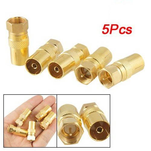 Uxcell F Type Female To TV PAL Male RF Coax Adapter Connector - 5 Pieces