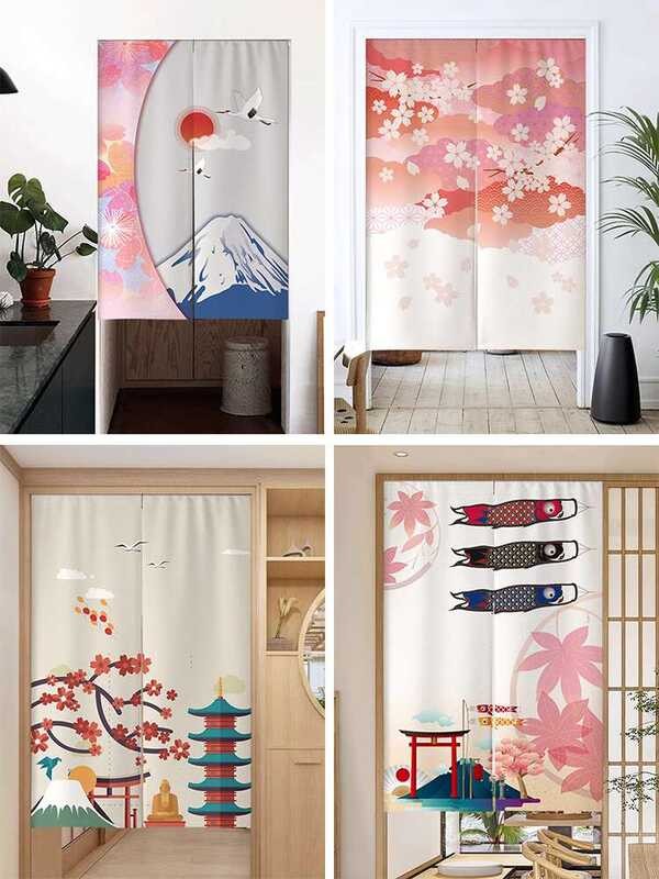Japanese style and air door curtain, half curtain, bedroom, household ...
