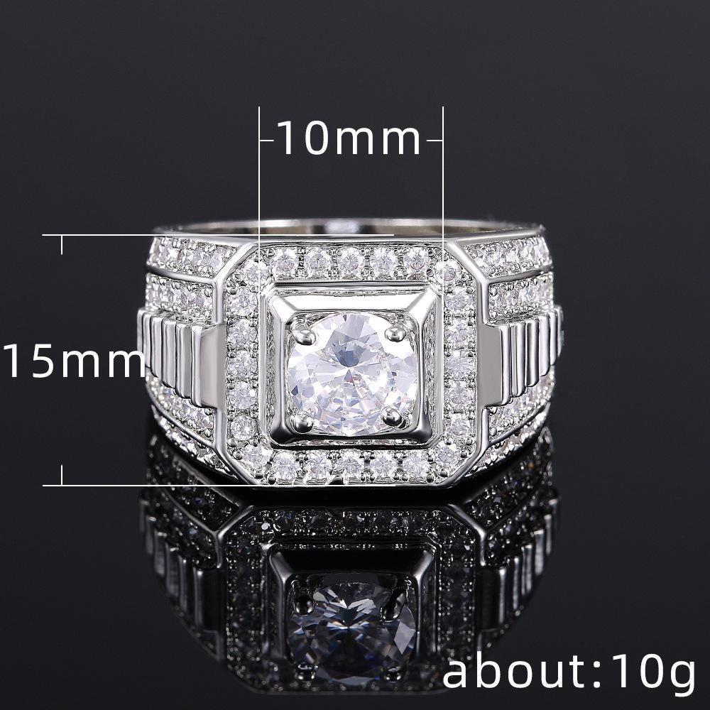 A Simple Diamond-encrusted 925 Silver cincin batu lelaki cincin nikah ...