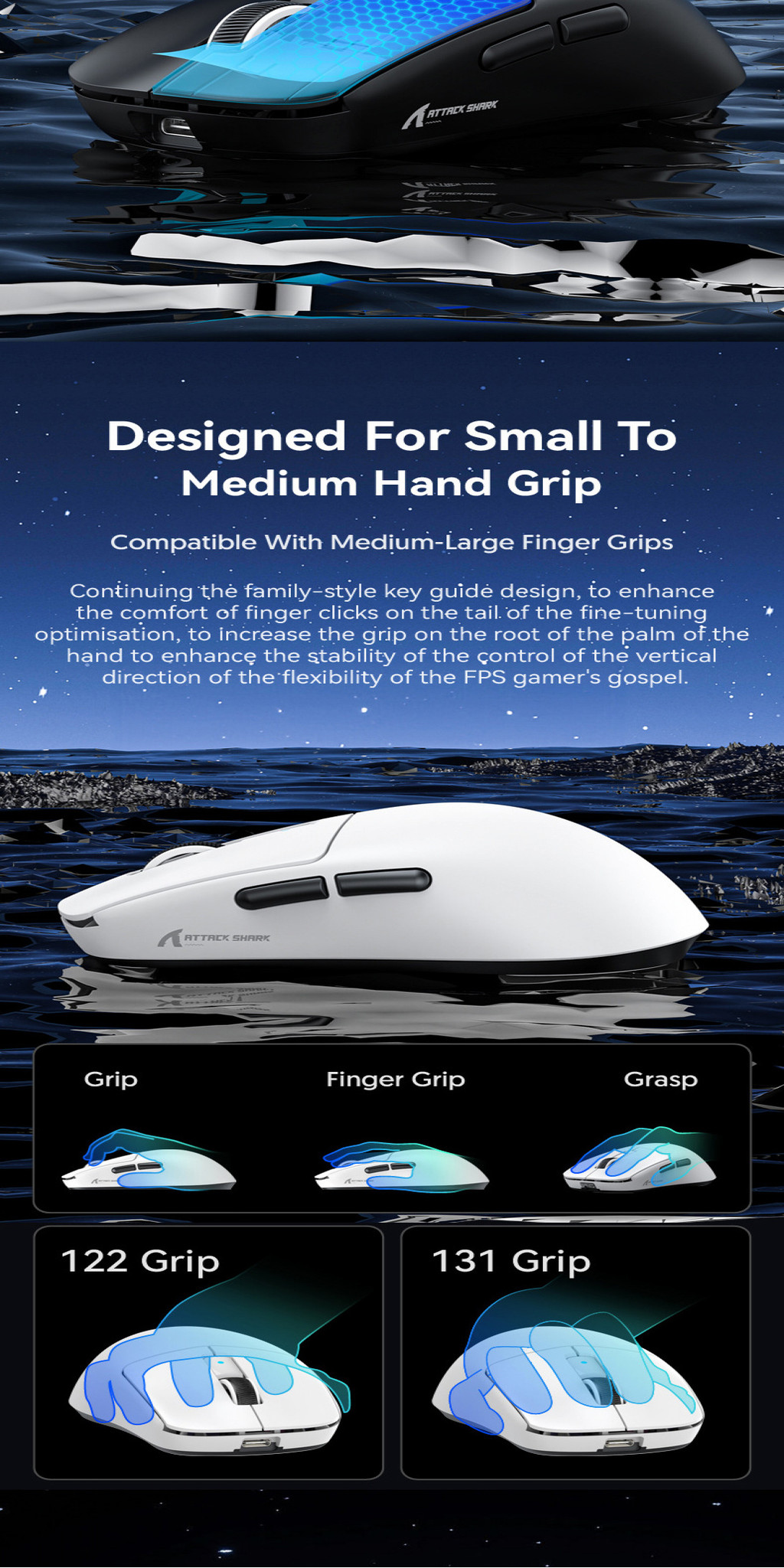 ATTACK SHARK R6 Ultralight 38g Wireless 8K Gaming Mouse, PAW3950MAX ...