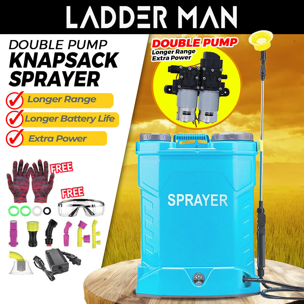 20L Double Pump Racun Bateri Knapsack Rechargeable Battery Sprayer Tong ...