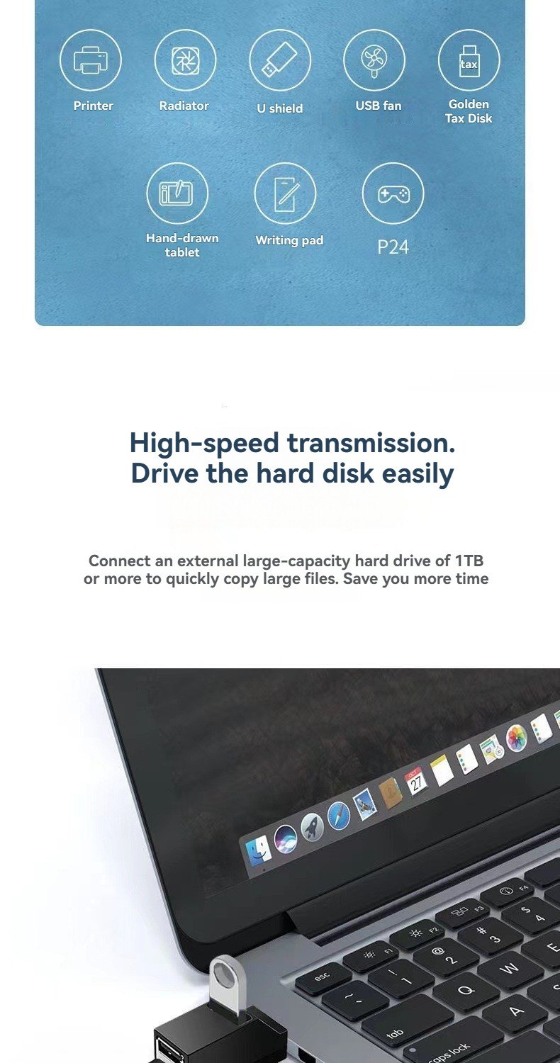 USB 3.0 Mini 3 Port Hub High Speed 5Gbps Portable splitter, high-speed ...