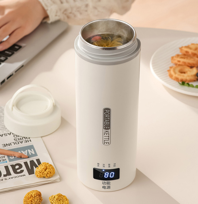 550ml Portable Electric Kettle 304 Stainless Steel Travel Mini Tumbler ...