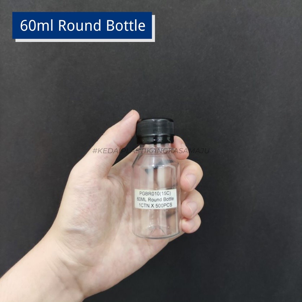 Botol Plastik + Black Cap (60ml, 120ml, 150ml, 250ml, 330ml, 350ml ...