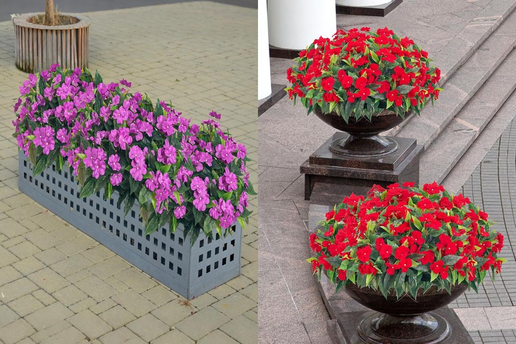 oupinwou Artificial Impatiens Bouquet Impatiens Floral Arrangement ...