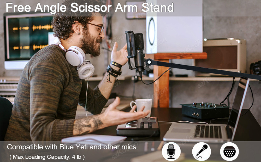 Adjustable Microphone Boom Arm Extended Riser with Cable Management Low ...