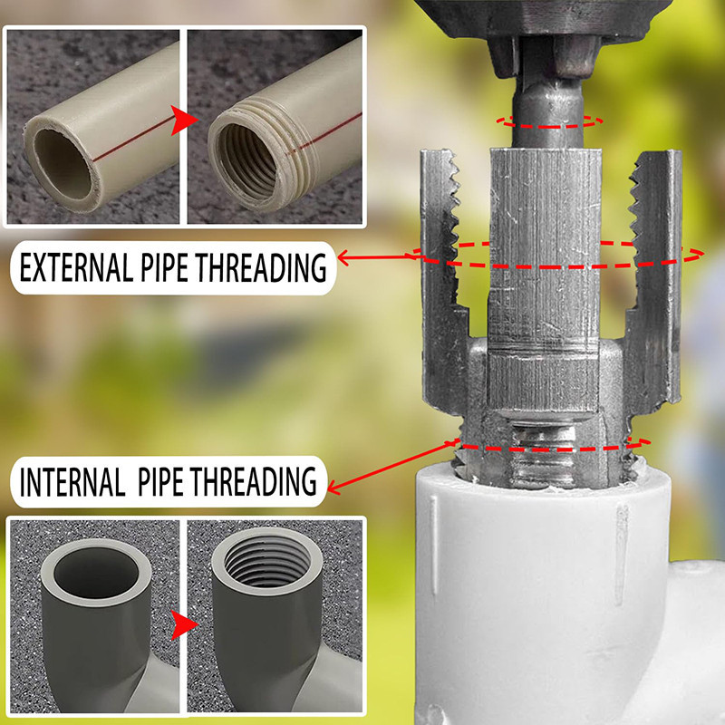PVC Pipe Threader Electric Drill Internal External 1/2 3/4 Rethreading ...