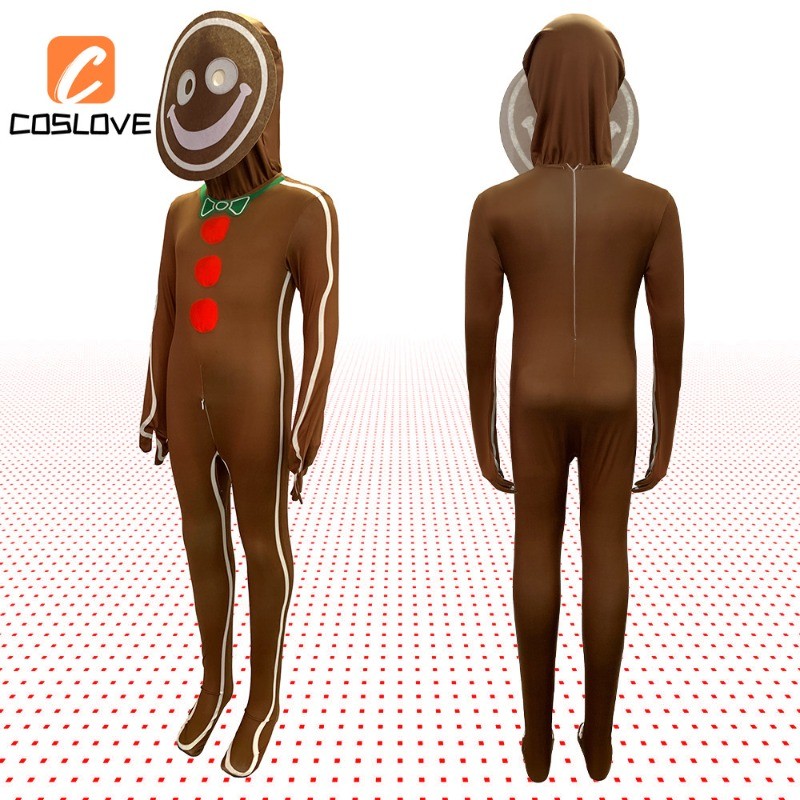 Christmas Gingerbread Man Cosplay Clothing Full Set Costume Brown Color ...