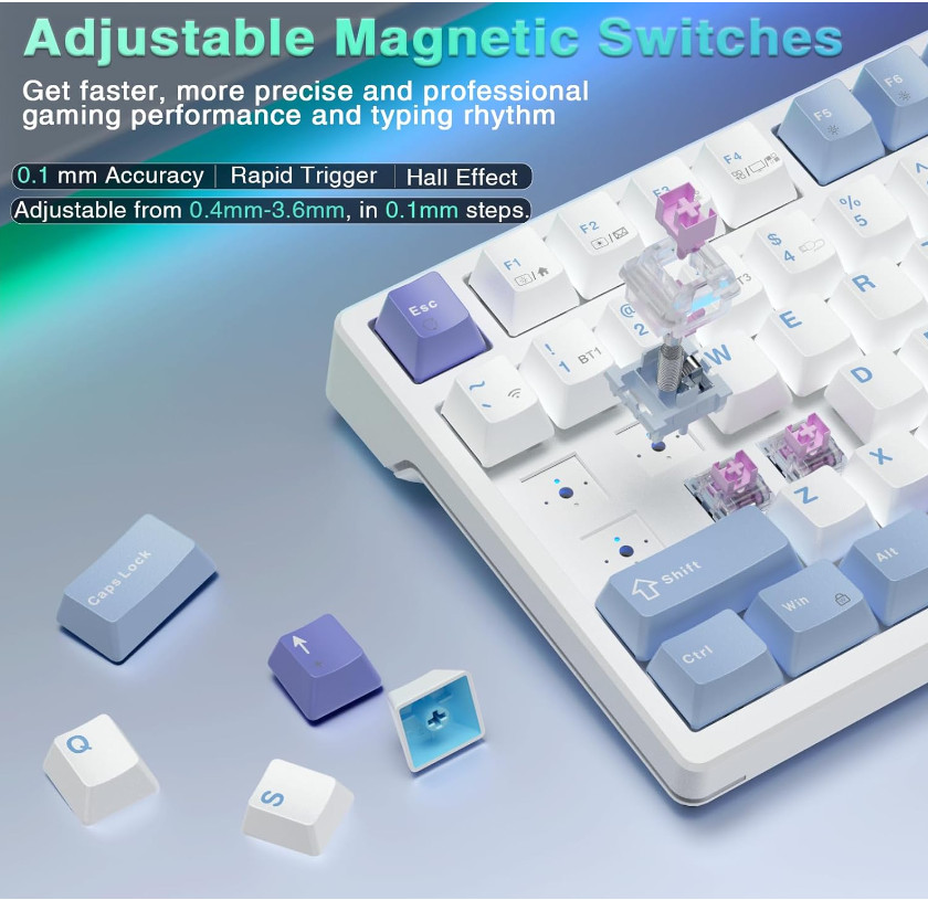 AULA F98X Mechanical Keyboard 99 Keys Tri-Mode MAGNETIC SWITCH Rapid ...