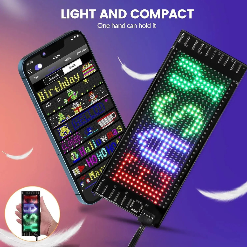 Scrolling Led Matrix Panel USB 5V IP65 Waterproof App Programmable ...