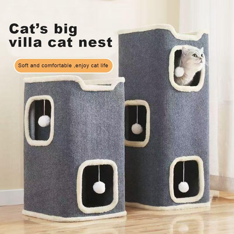 Cat Villa Multi Level Cat Condo Square Cat Scratcher House (1/2/3 layer ...
