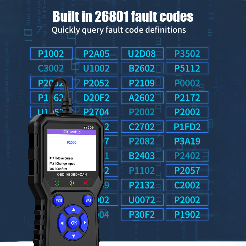 Multi Languages Automotive YM509 OBD2 Scanner Erase Error Codes Car ...