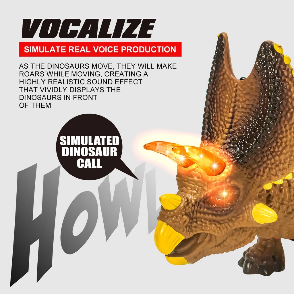RC Triceratops Velociraptor Electric Walking Dinosaur Remote Control ...