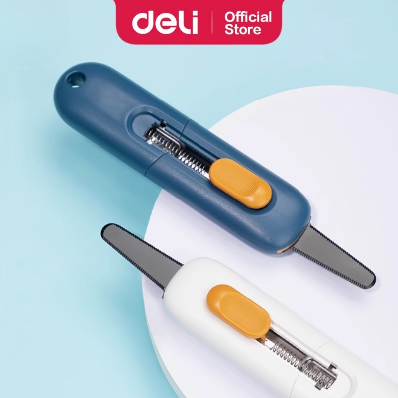 Deli Compact Utility Serrated Cutter Knife Anti-Rust Blade Auto Lock ...