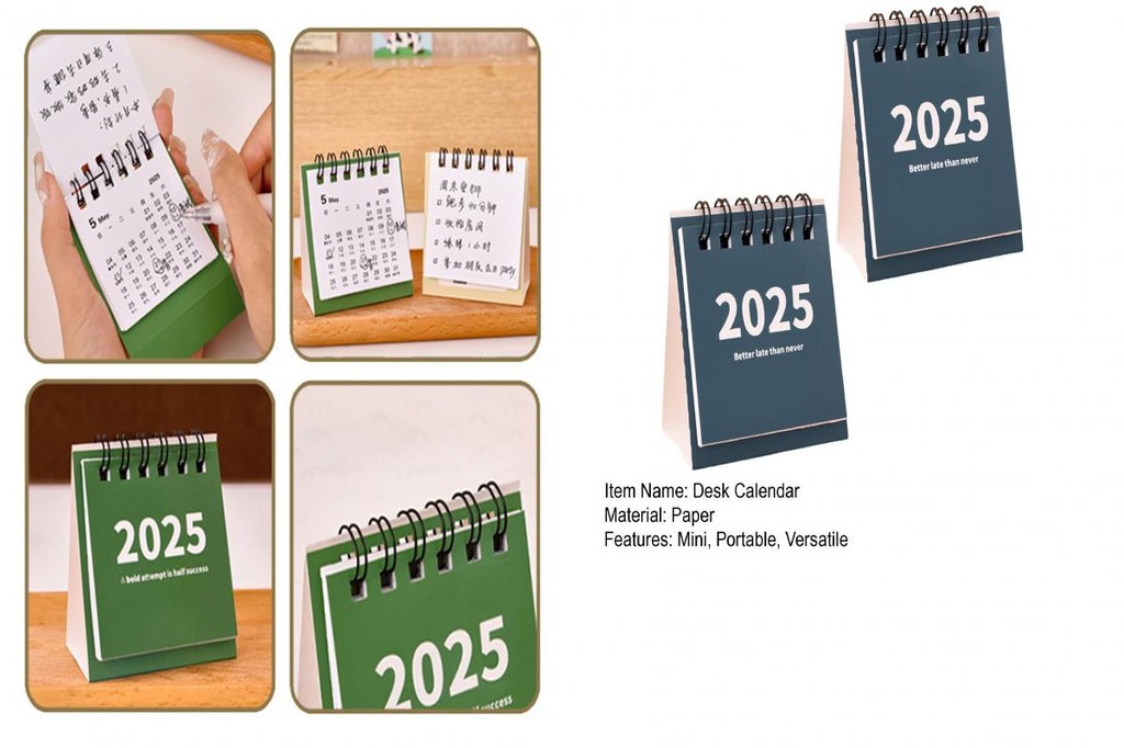 {biling} Metal Double Coils Calendar Desk Calendar 2025 2025 Mini Desk ...