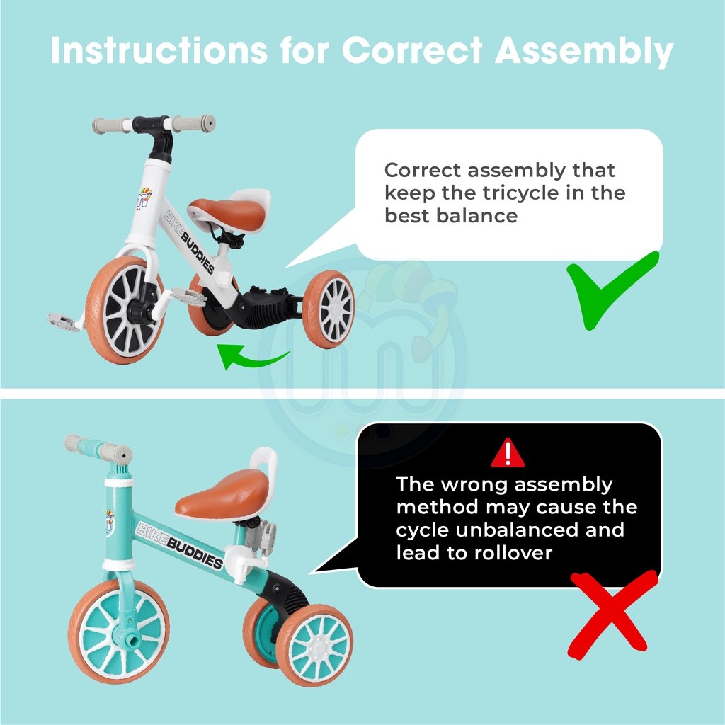 View of MAMAKIDDIES 3in1 Children Scooter Multifunctional Tricycle Kids Bicycle ...