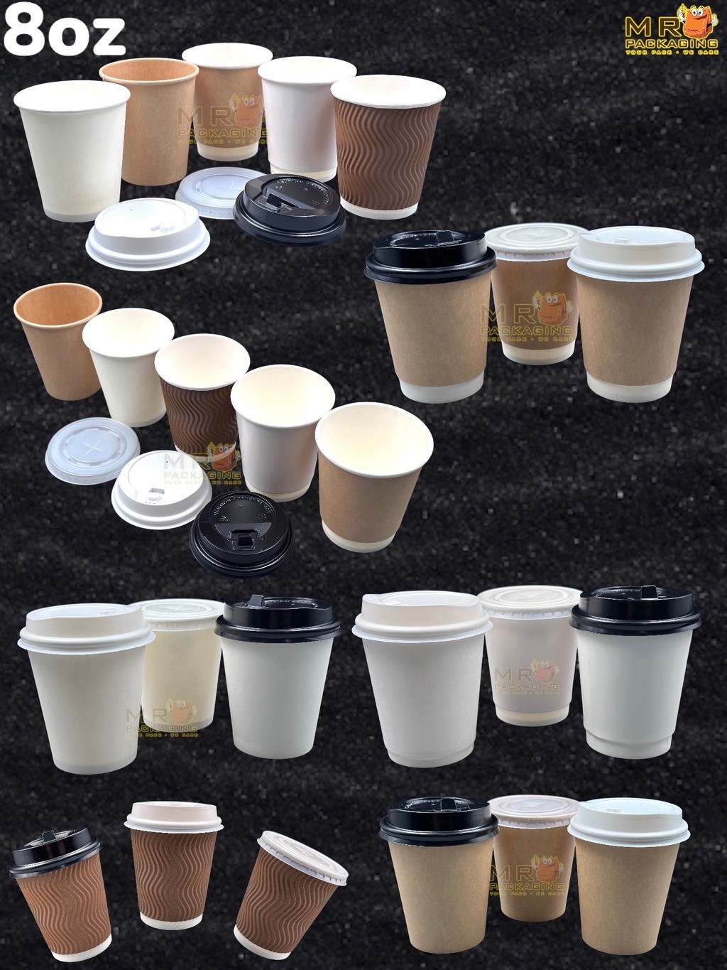 Paper Cup 8oz / 12oz / 16oz / Lid Single Double Wall Ripple Disposable ...