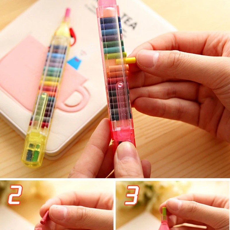 20 Colors Stackable Crayons Kids Replaceable Tips Rainbow Doodle ...