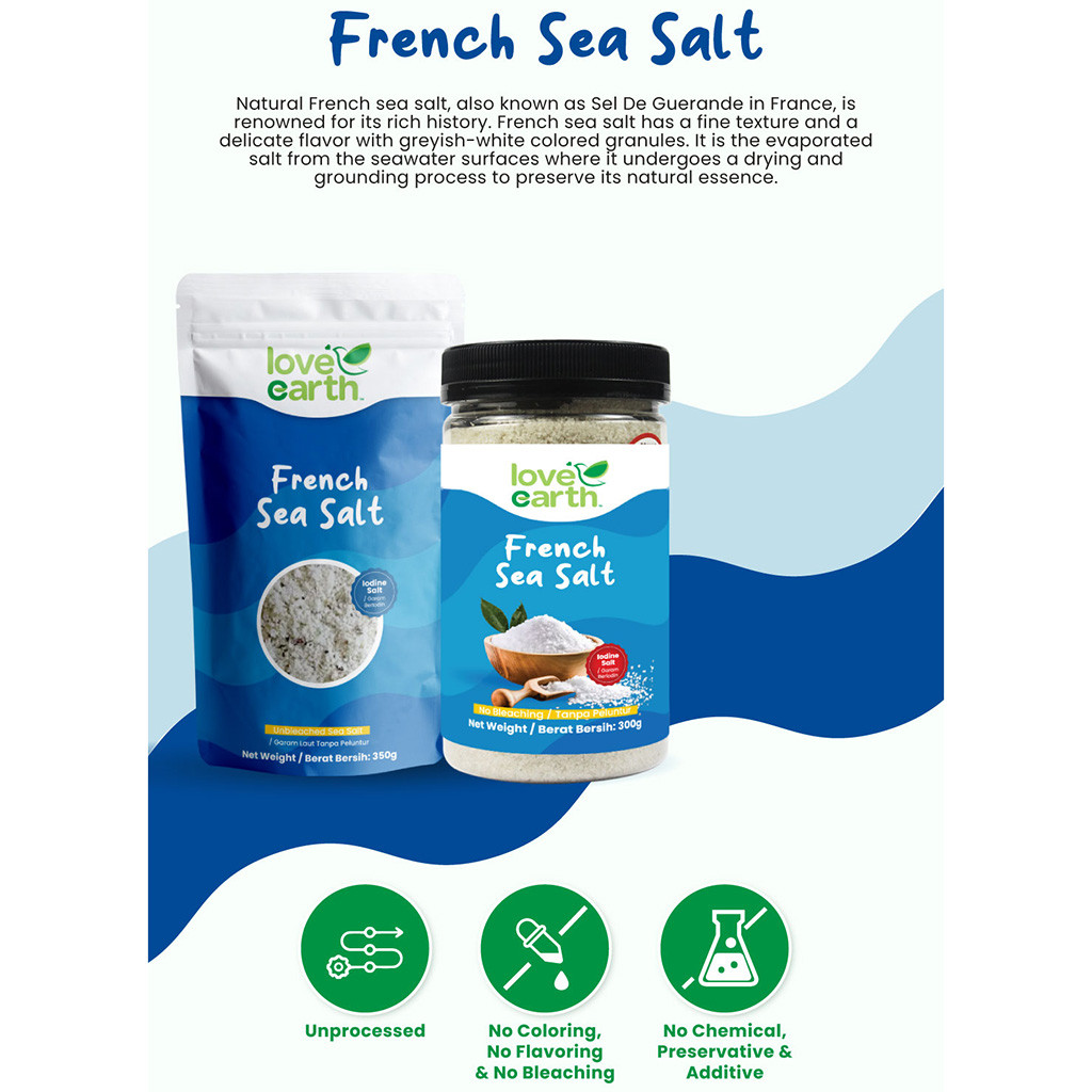 Love Earth French Sea Salt Fine 350G Packet/ 300g Bottle [Hand
