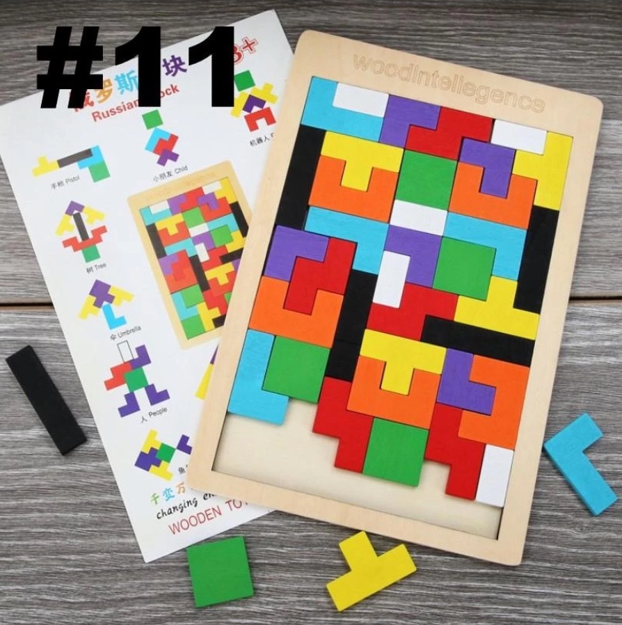 (CLEARANCE) Wooden Russian Block Puzzle Jigsaw Tangram Boarding Tetris ...