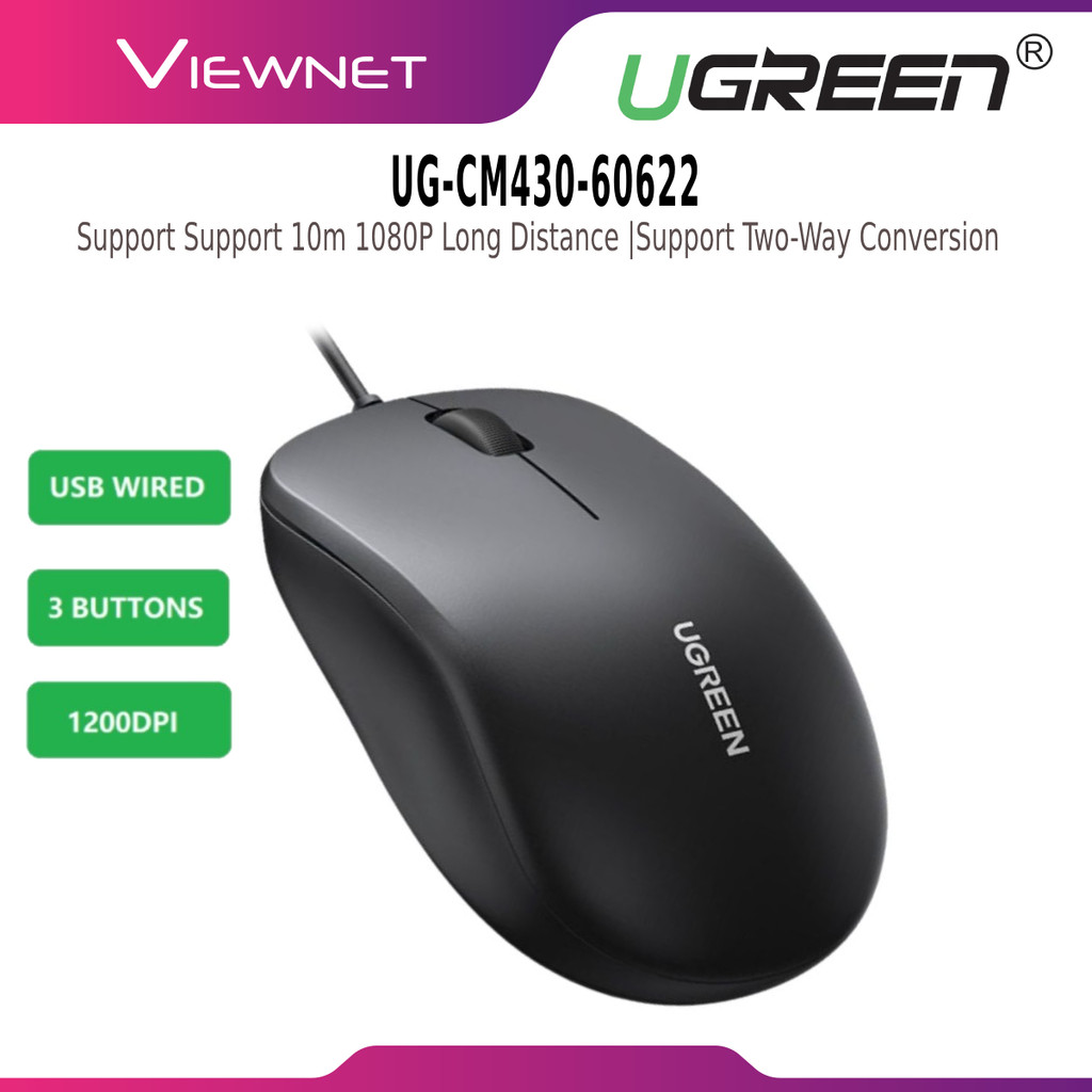 UGREEN USB WIRED MOUSE MU007 WITH 3 BUTTONS 1200DPI 1.5M FOR LAPTOP ...