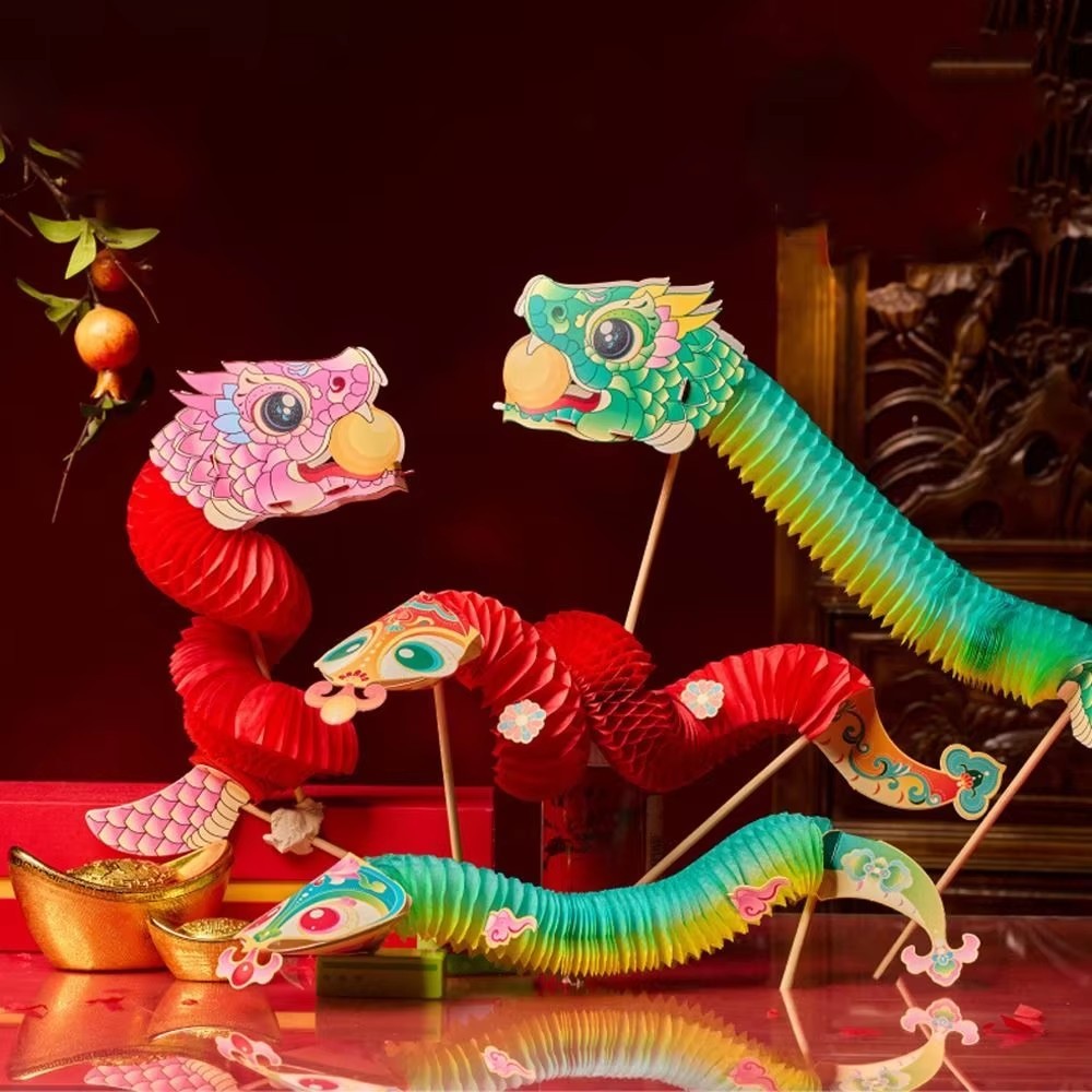 Cartoon Paper 2025 Snake Year Pull Flower Chinese New Year Snake