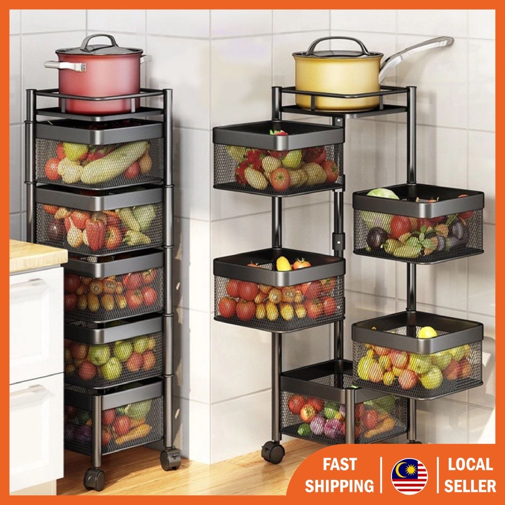 in stock Rotating Trolley Rack Kitchen Rack Rotating Rack Spice Rack ...