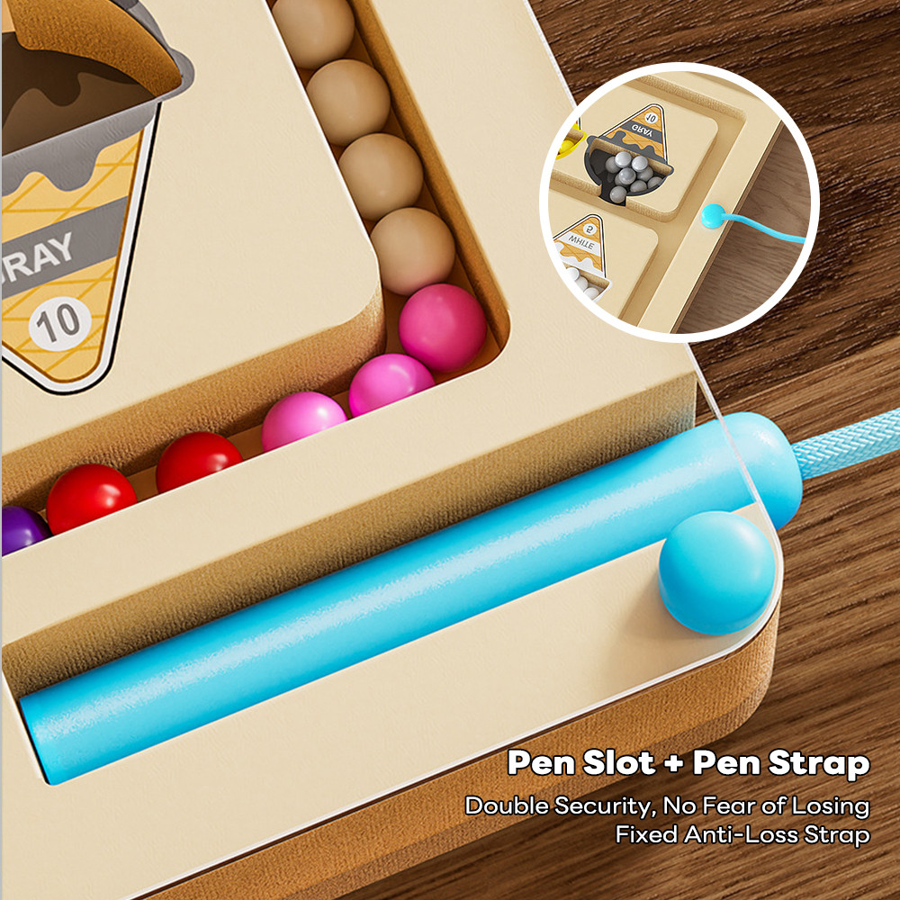 BEVAVAR Wooden Magnetic Matching Maze Board Kids Learning Counting ...