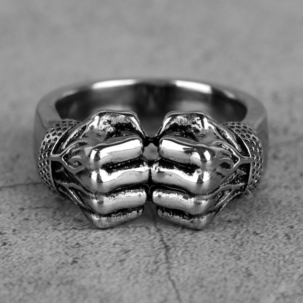 in stock Stainless Steel Angry Fist Power Men Rings Punk Rock Hip Hop ...