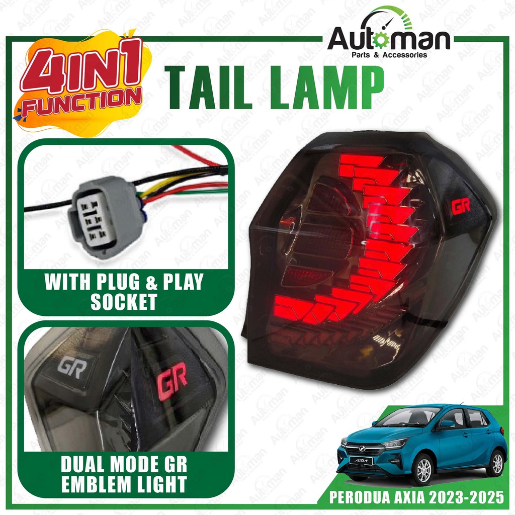 Tail Lamp Taillamp Perodua Axia NEW 2023 - 2025 Albino Black Red ...