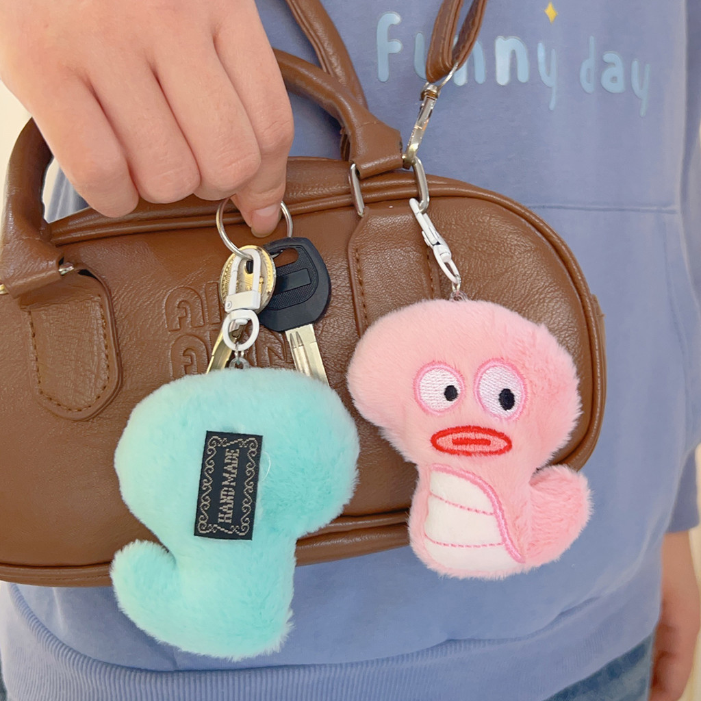 Funny Cute Cartoon Big Eyes Snake Plush Doll Keychain - Handbag ...