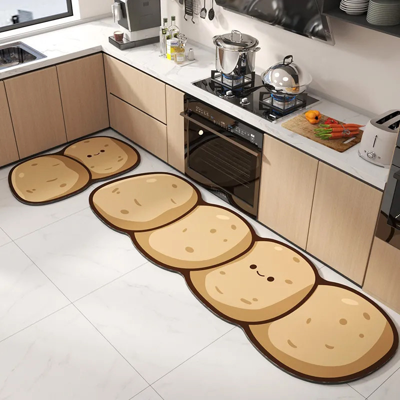 Cute Bread-shaped Floor Mat Non-slip Kitchen Carpet Simple Cartoon ...