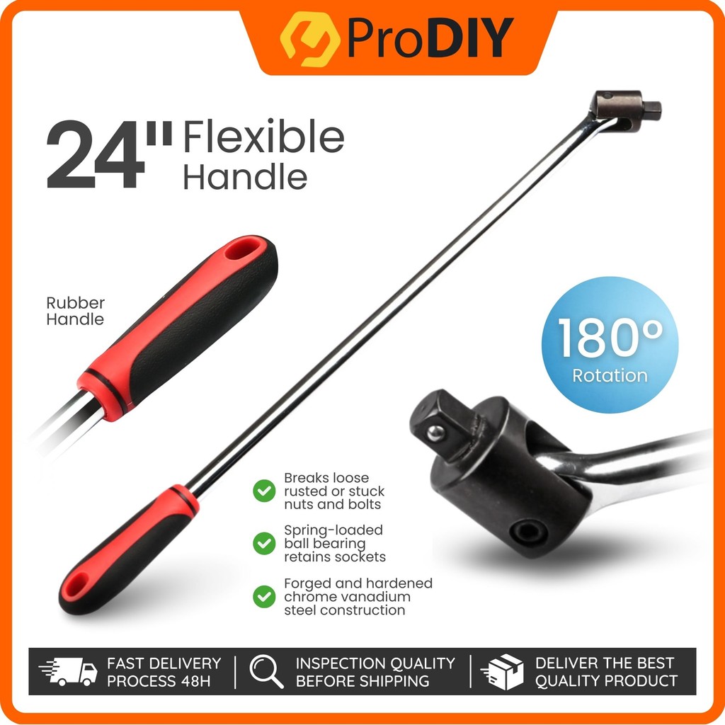 24 inch Flexible Handle Rubber Handle Comfortable Grip 1/2-in Socket ...