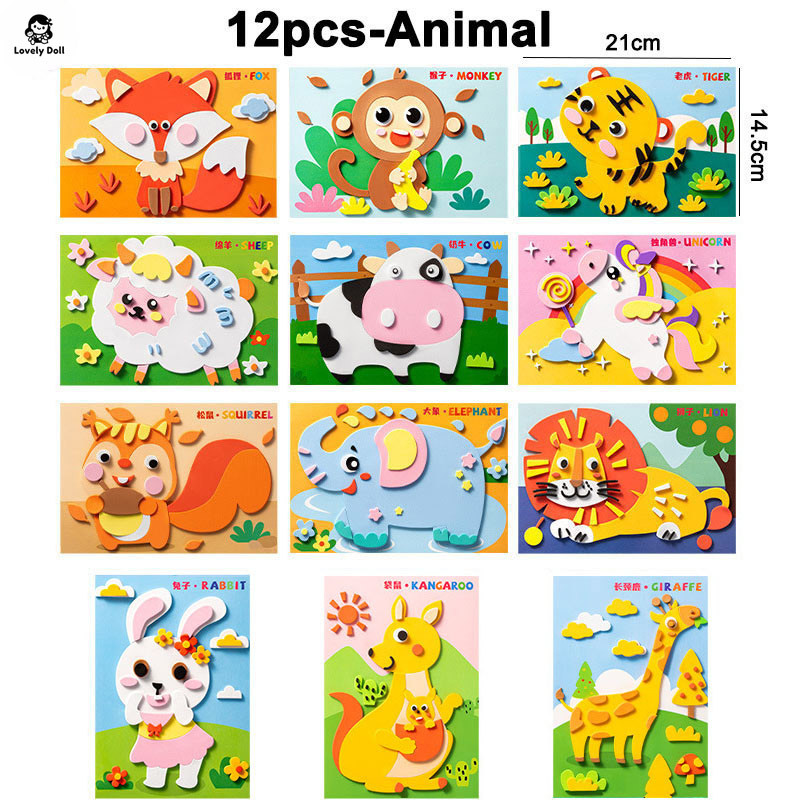 3D EVA Foam Sticker DIY Art Craft Sticker for Kids Cartoon Animal ...
