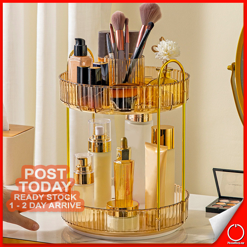 𝐄𝐀𝐒𝐈𝐋𝐘 𝐀𝐂𝐂𝐄𝐒𝐒𝐈𝐁𝐋𝐄 Makeup 360° Rotating Rack Organizer Multi Layers ...